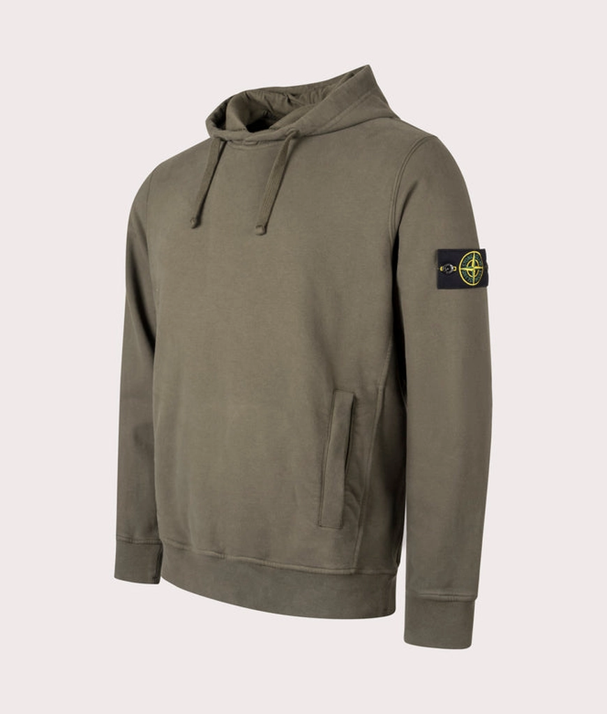 Stone Island Mens Brushed Organic Cotton Hoodie